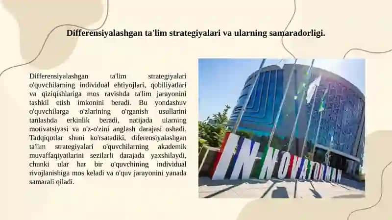 Innovatsion yondashuv konseptsiyasi va ta'limda diferensiya yondashuvi 4