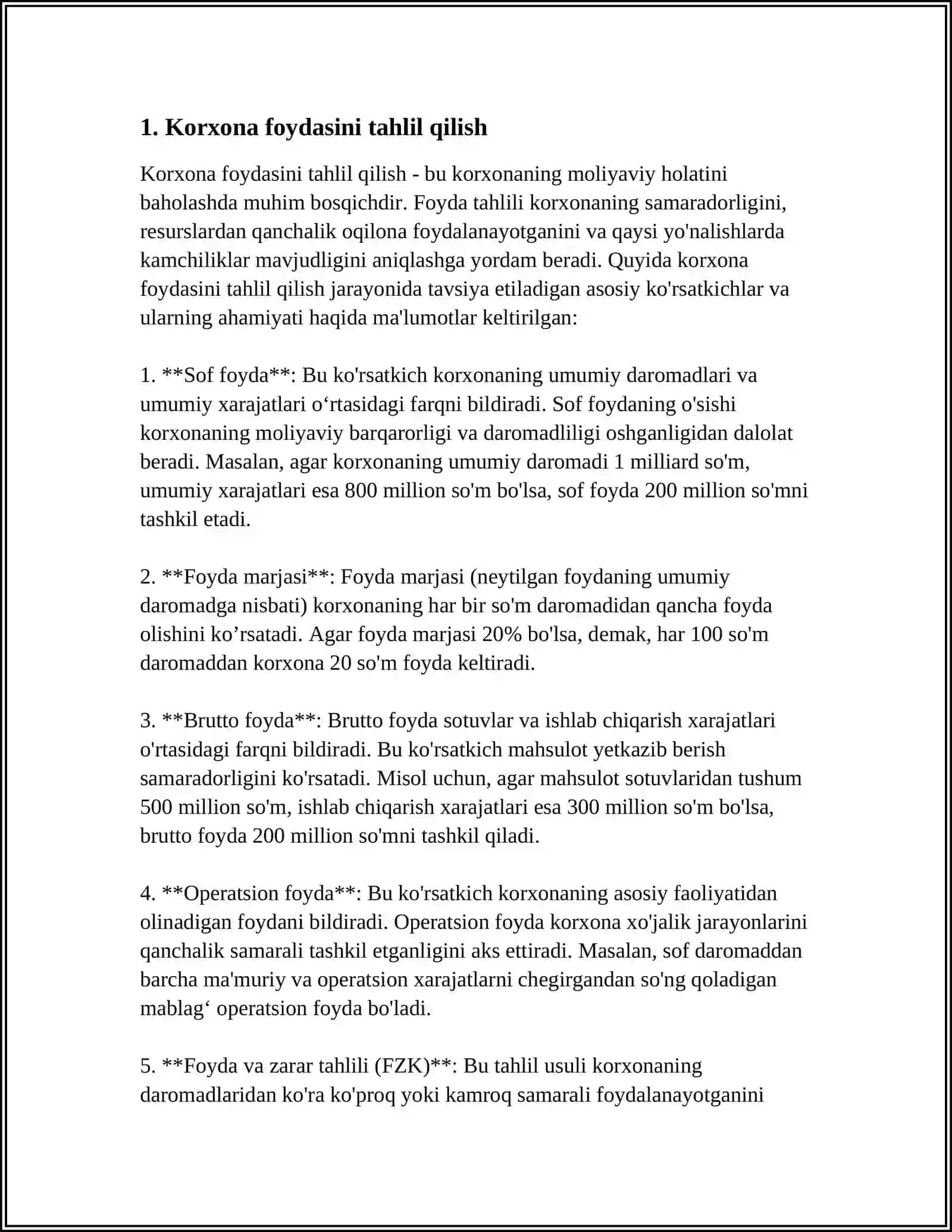 KORXONA FOYDASINING TAQSIMLANISHI VA ISHLATILISHI 4