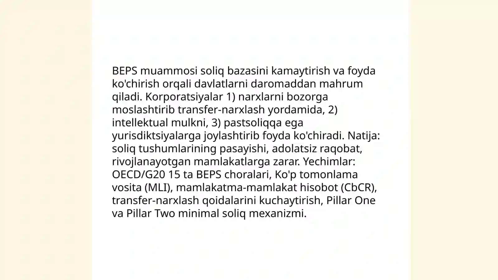 Xalqaro soliq solish amaliyotida paydo boʻlayotgan muammolar va ularning yechimlari 4