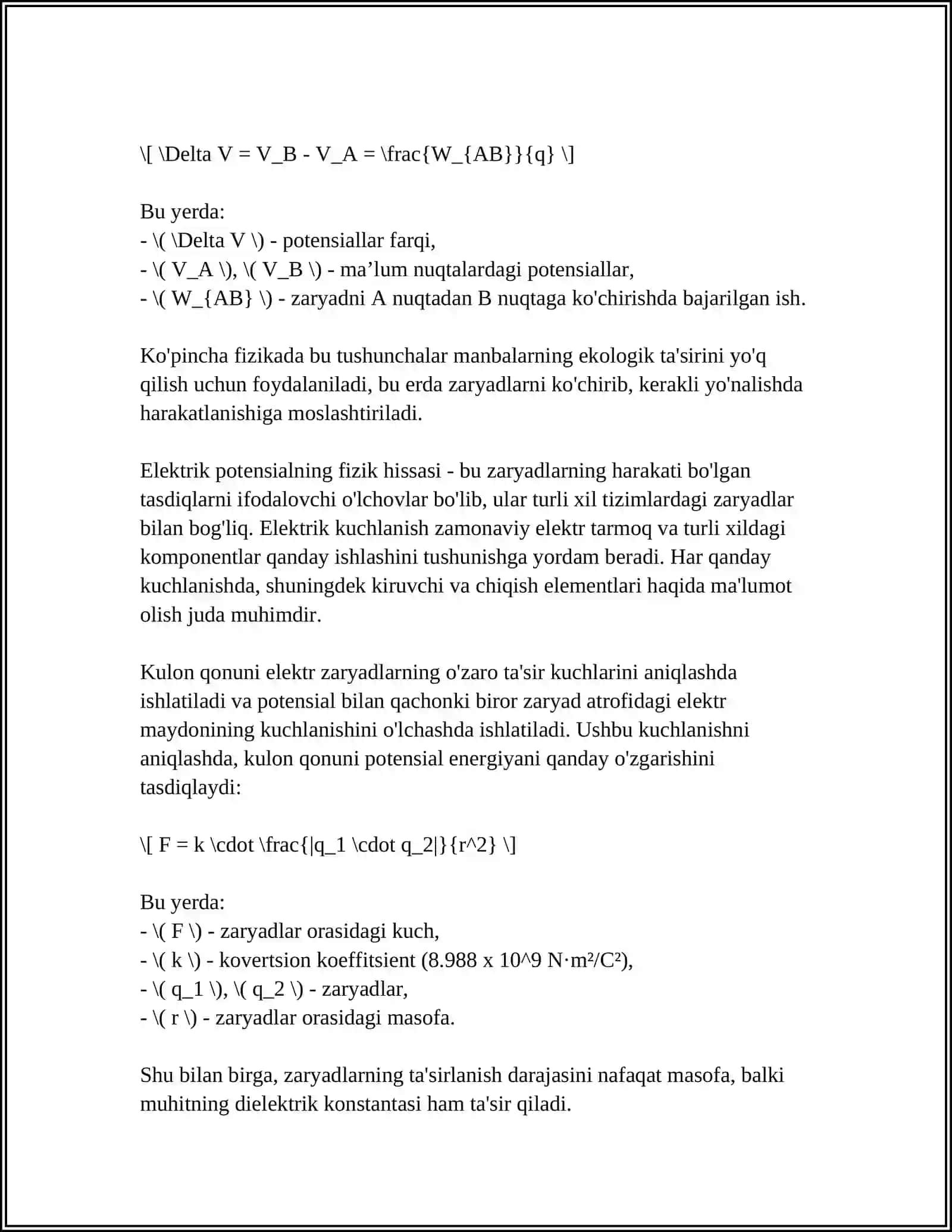 BIOPATENSIALLARNI QAYD QILISHNING FIZIK ASOSLARI. ELEKTROKARDIOGRAFIYANING FIZIK ASOSLARINI ORGANISH 4