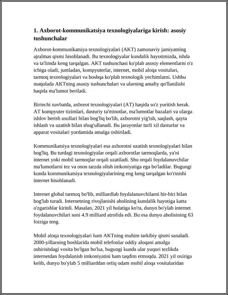 Axborot-kommunikatsiya texnologiyalariga kirish: asosiy tushunchalar 4