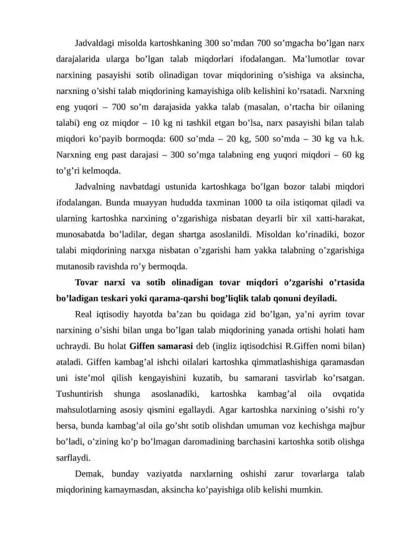 Talab va taklifning o'zgaruvchanligi hamda uning tamoyillari 4