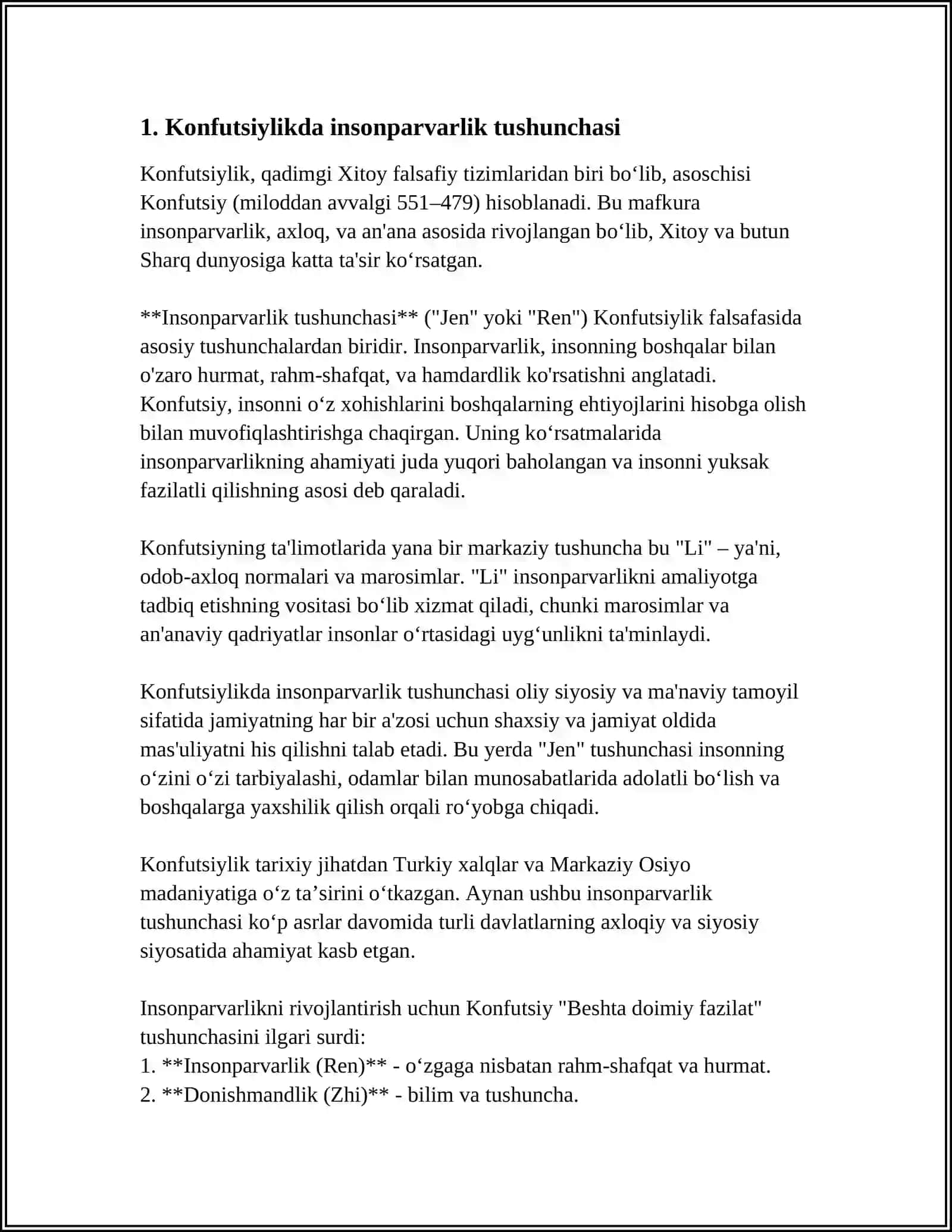 KONFUTSIYLIK TA'LIMOTIDA IJTIMOIY AXLOQIY MASALALAR 4