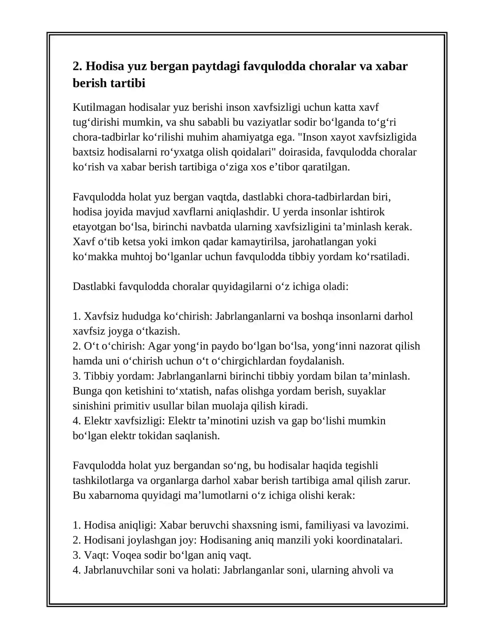 INSON XAYOT XAFSIZLIGIDA BAXTSIZ HODISALARNI RO‘YXATGA OLISH QOIDALARI 4