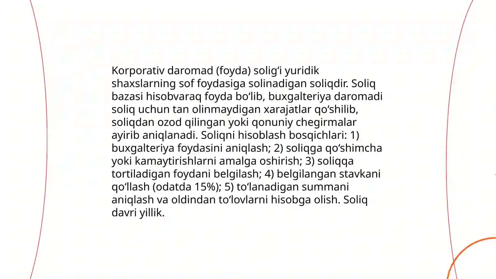 Yuridik shaxslar to‘laydigan soliqlarga umumiy tavsifnoma 4