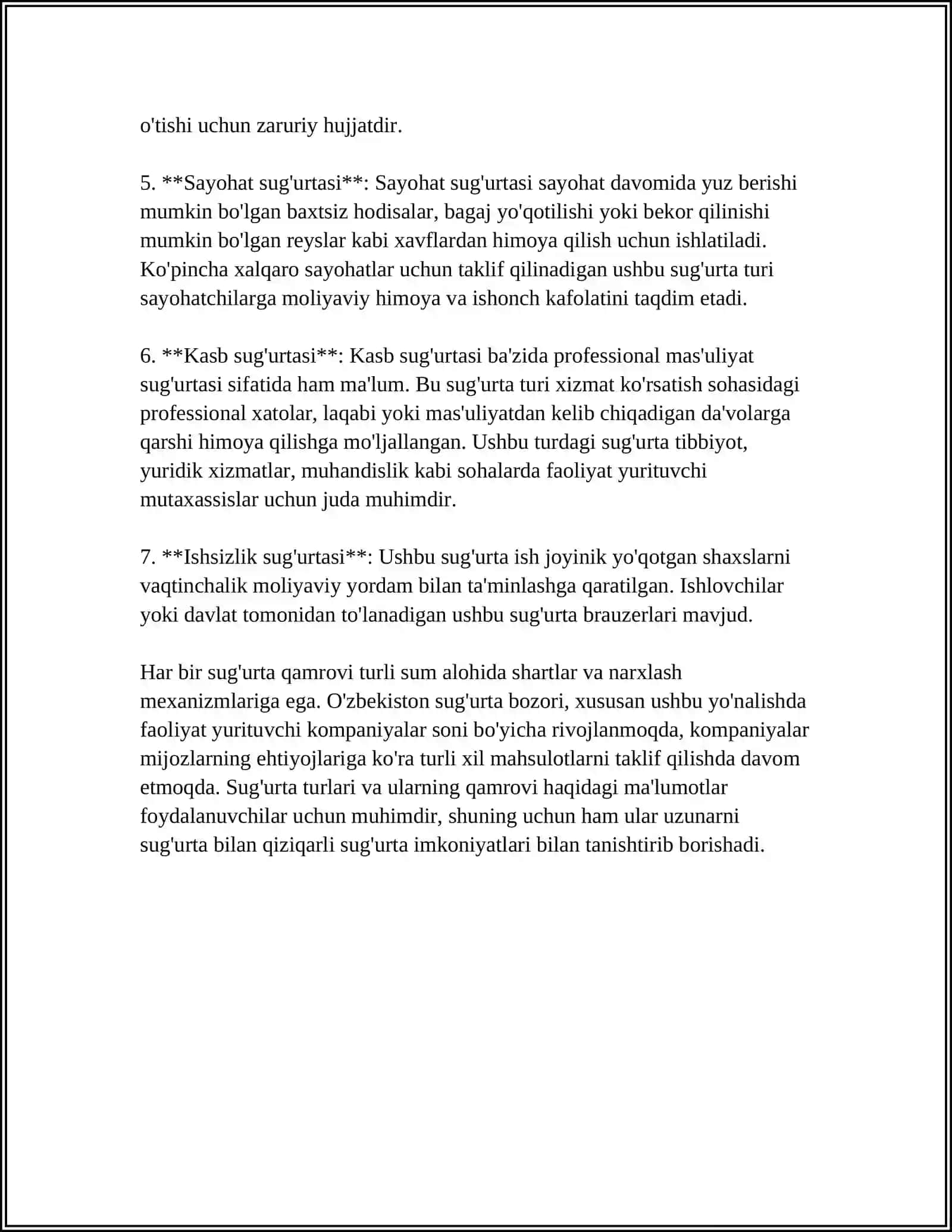 MUSTAQIL ISH Mavzu: TURISTIK KORXONALARNI SUG'URTALASH 4