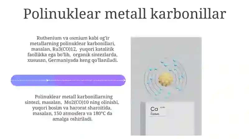 Metall karbonillari tuzilishi, olinish usullari va ishlatilishi 4