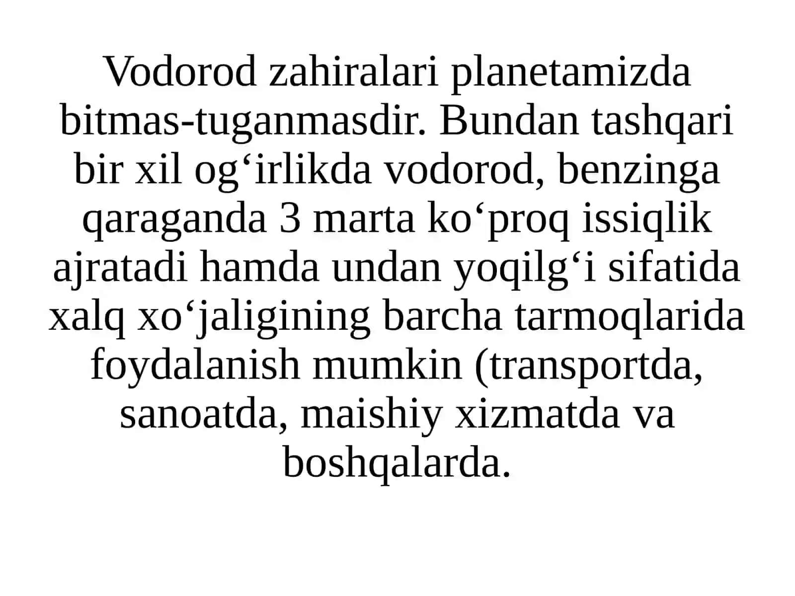 Vodorod yoqilg‘isi va shahar chiqindilardan energiya olish 4