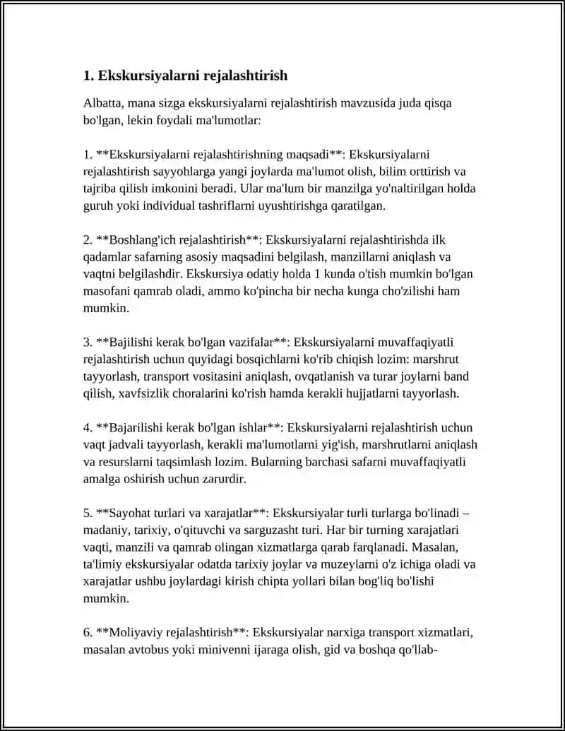 SINFDAN TASHQARI OʻQISH DARSLARINI TASHKIL ETISHDA EKSKURSIYALAR UYUSHTIRISH 4