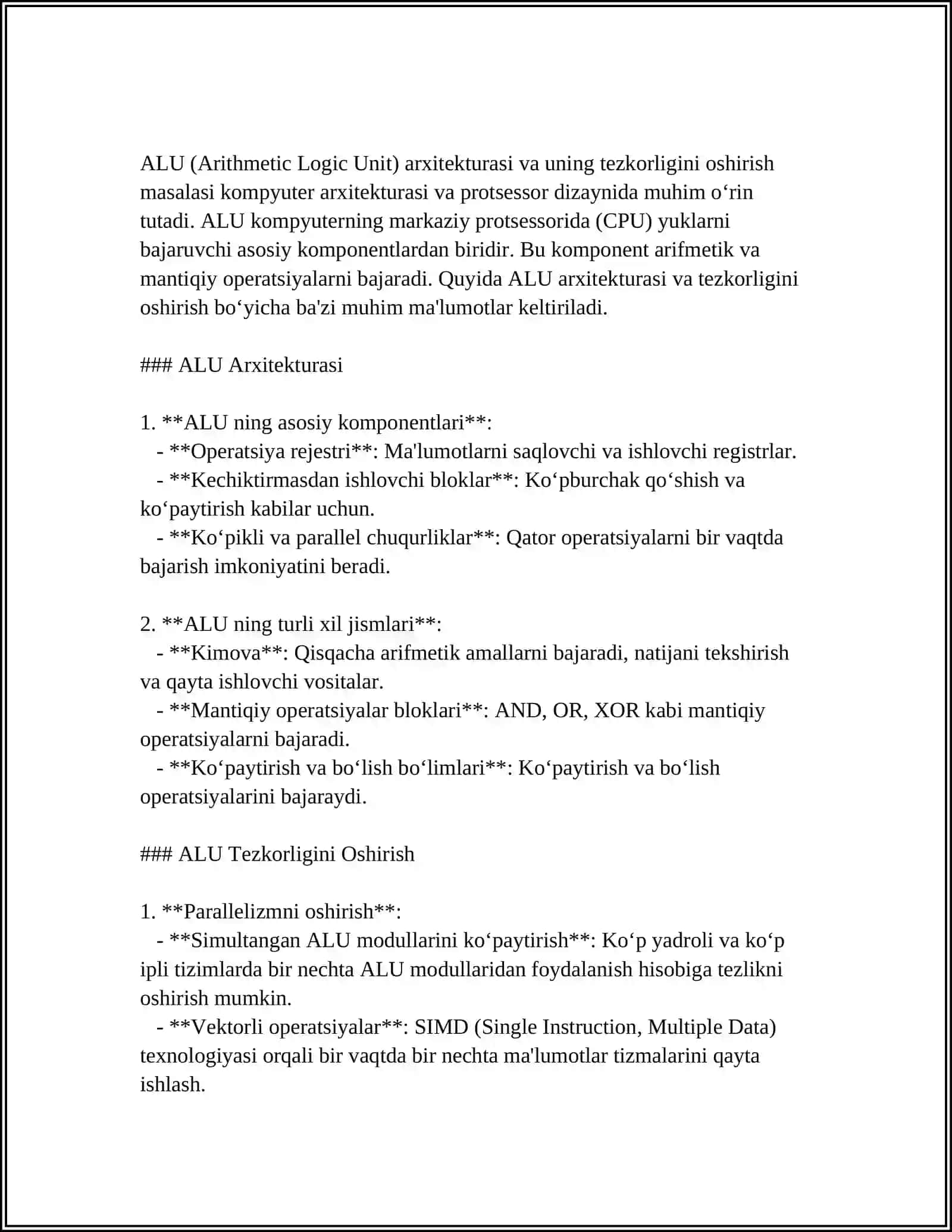 MUXLIFIATSIYA VA TAKRORLASH USULLARIDAN FOYDALANIB APPARATNING TEZKORLIGINI OSHIRISH 4
