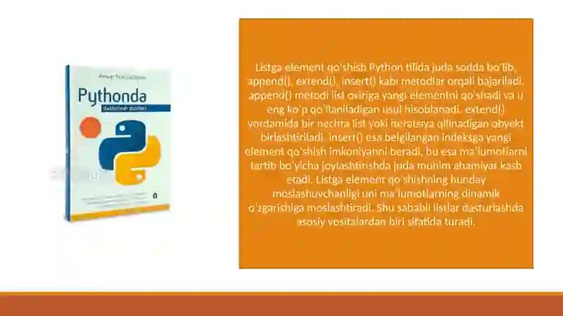 Python dasturlash tilida to‘plamlar (List, Set, Tuple, Dictionary) bilan ishlash 4