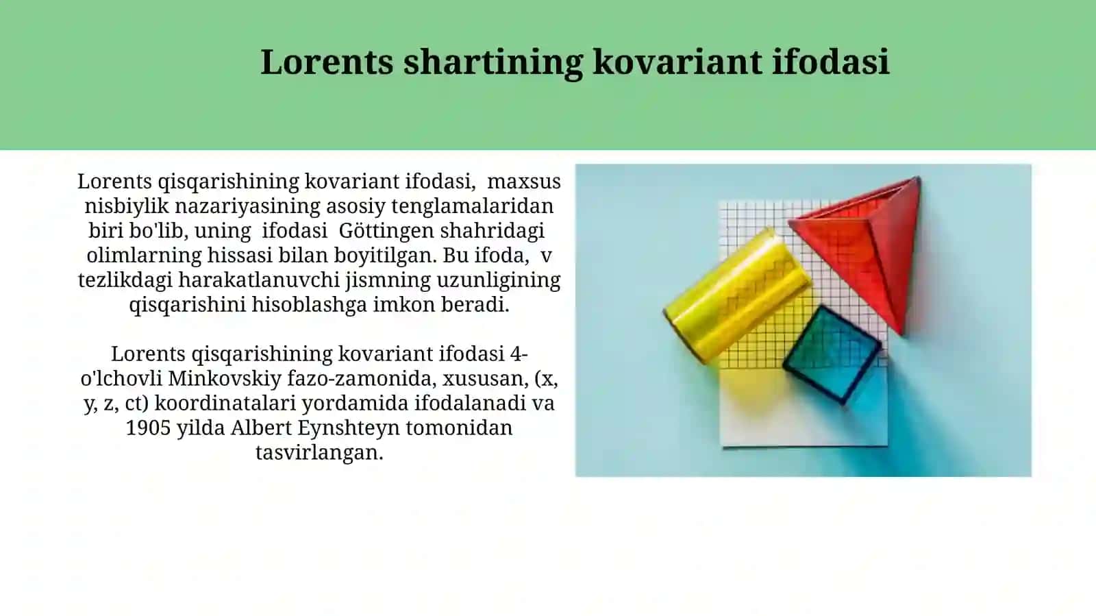 Dalamber tenglamalarining kovariant ifodasi. Lorens shartining kovariant ifodasi 4