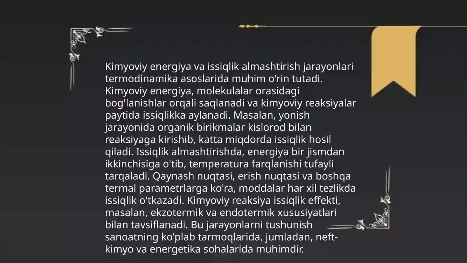 Kimyovviy Reaksiyalarning energitikasi va yo'nalishi 4