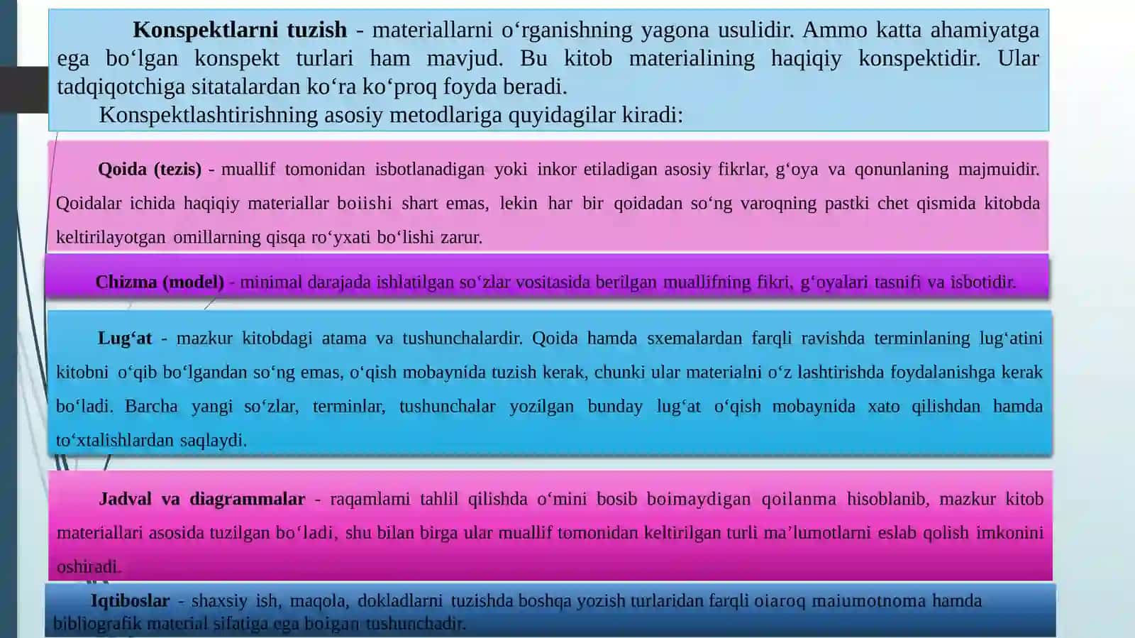 ADABIYOTLAR VA ARXIV MATERIALLARINI OʻRGANISH, KUZATISH, SUHBAT, SOʻROV, TEST, EKSPERIMENT – EMPIRIK TADQIQOT METODLARI SIFATIDA 4