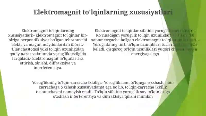 YorugʻLikning Elektromagnit ToʻLqin Tabiati YorugʻLikni Korpuskulyar ToʻLqin Dualizmi 4