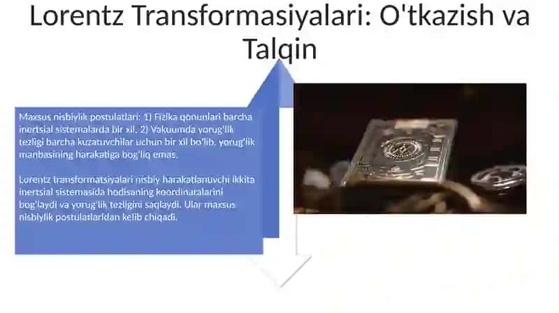 Nisbiy nazariyasi postulalari.Lorentis almashtirshlsari 4