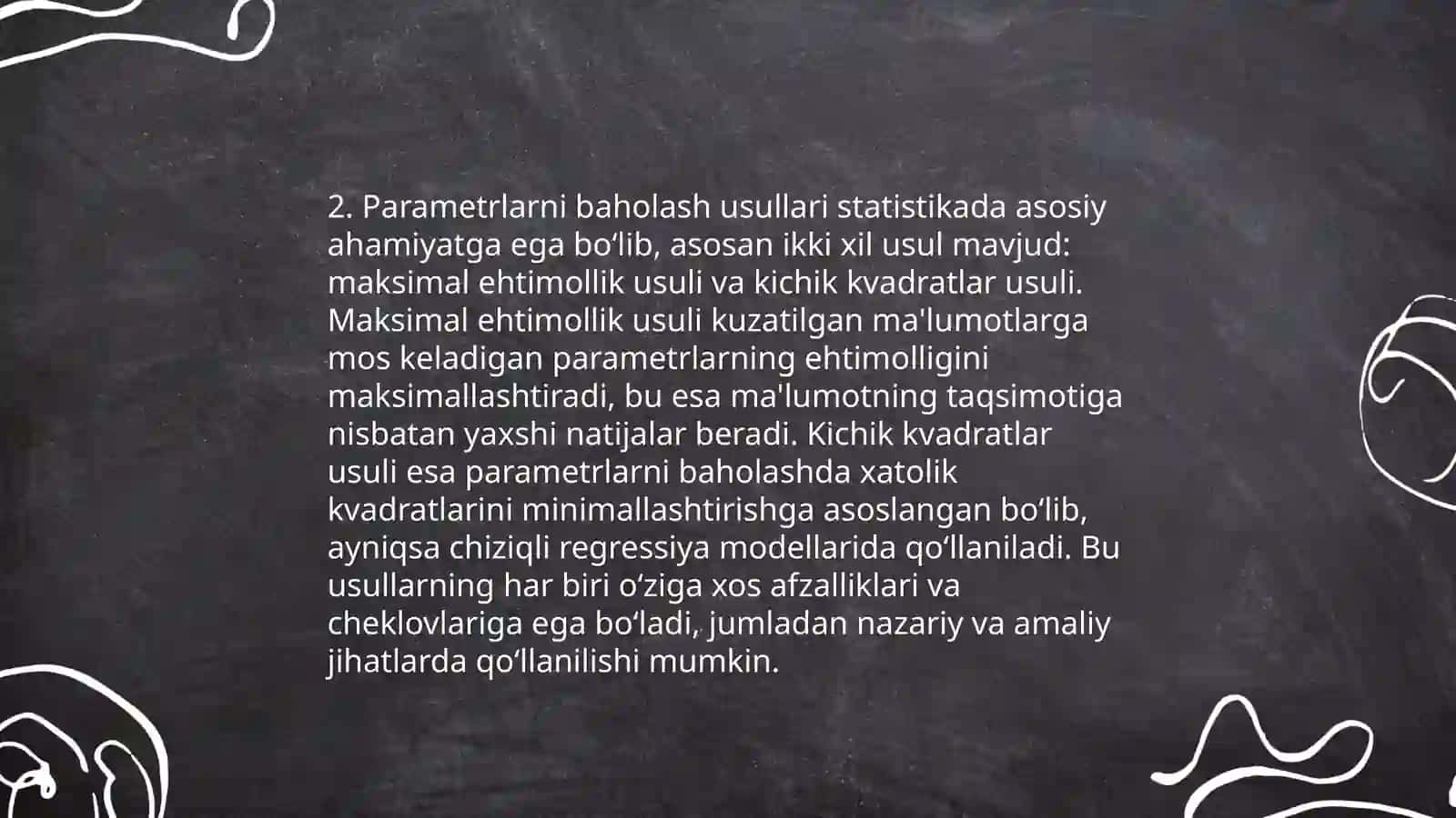 Chiziqli bo'lmagan regressiya parametrlarini topishda EKKU(Eng kichik kvadrat usuli) 4