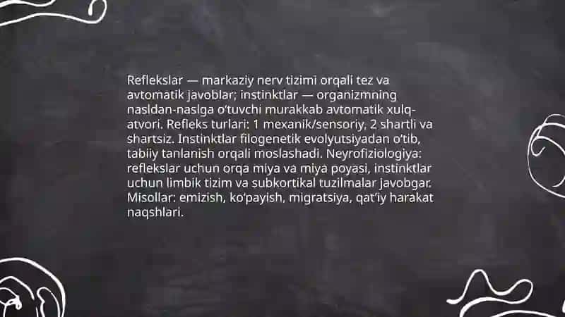 Xulq-atvor psixofiziologik asosi. Psixikaning filogenetik taraqqiyoti. Faoliyatining oʻzlashtirish va malakalarini egallash 4