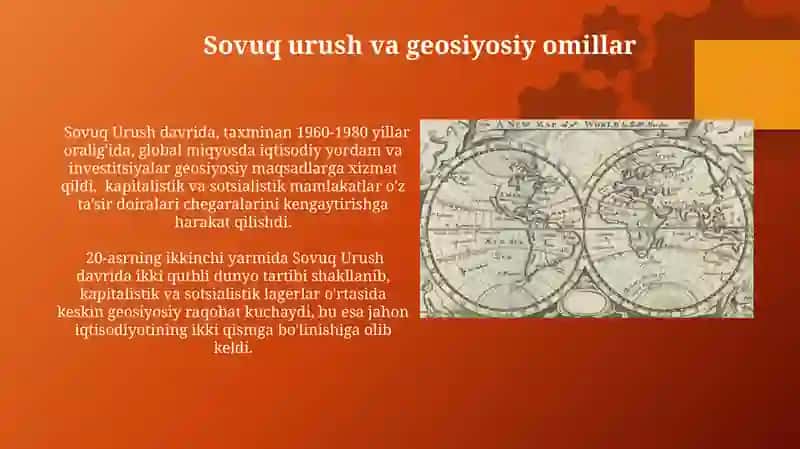 Dunyo bóylab iqtisodiy va ijtimoiy geografiyaning XX asrda rivojlanish xususiyatlari 4