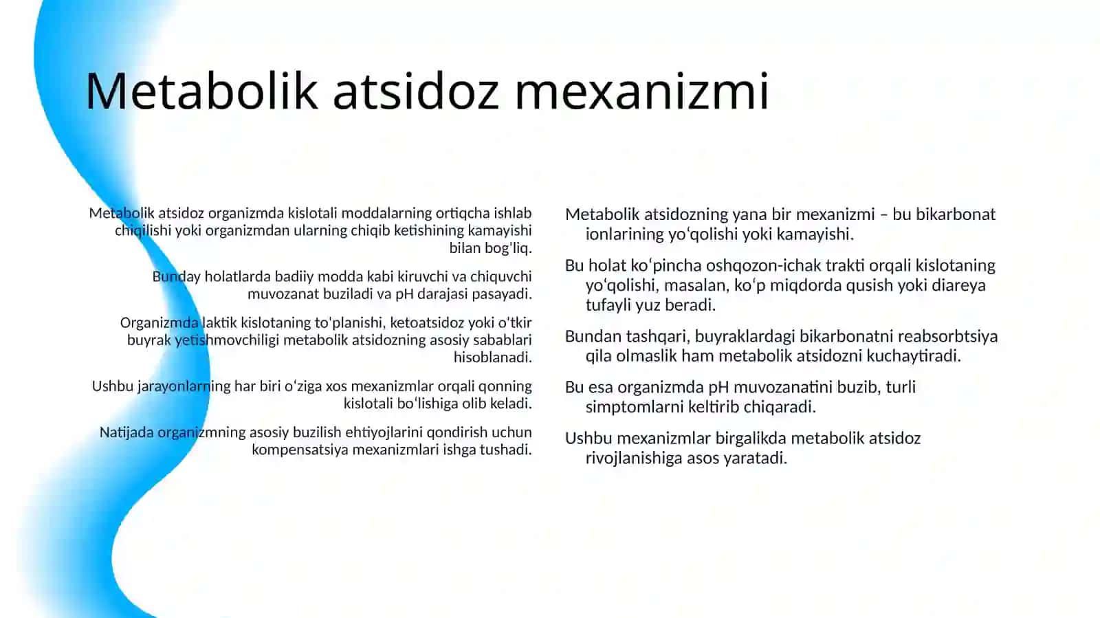 NAFAS VA METABOLIK ATSIDOZ VA ALKALOZKARNI KELIB CHIQISHI, BIOKIMYOVIY TASHXISI 4