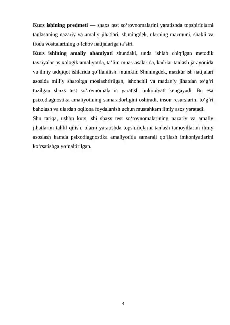 SHAXS TEST SO'ROVNOMALARINI YARATISHDA TOPSHIRIQLARNI TANLASH 4