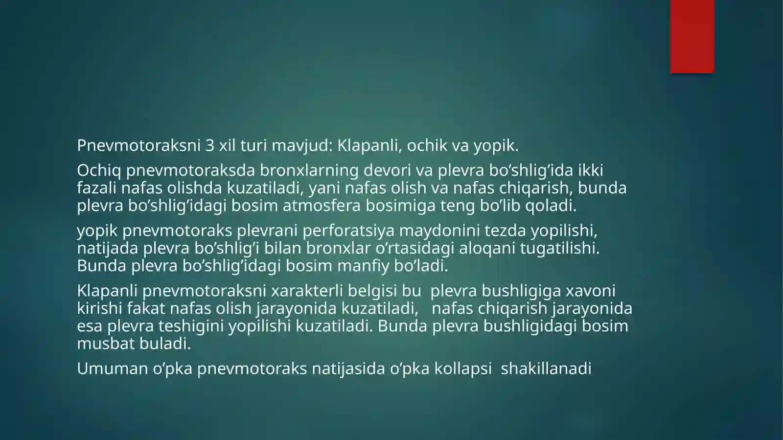 Plevrabo’shlig’ida havova suyuqlik to’planish sindromi 4