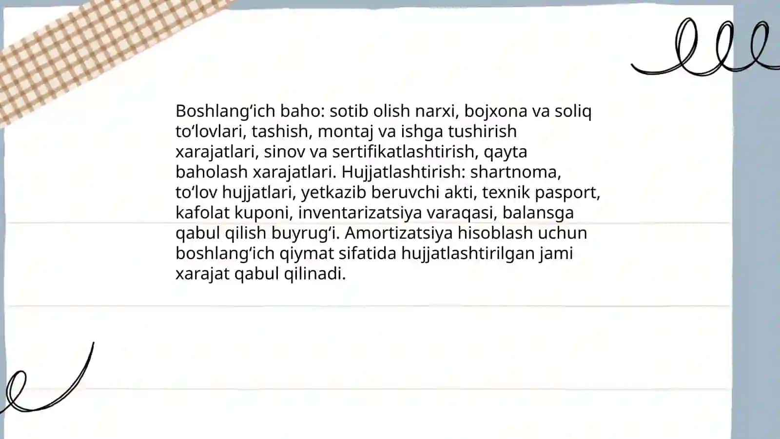 Ovqatlanish korxonalarining asosiy vositalarini baholash, eskirishini hisoblash va ta’mirlash 4