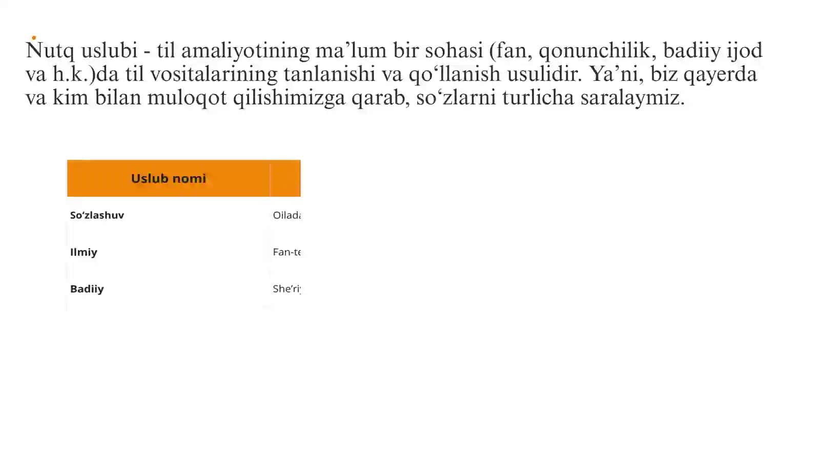 O‘zbek adabiy tilida nechta uslub bor va qaysi uslubda rasmiy hujjat ishlari olib boriladi? 4