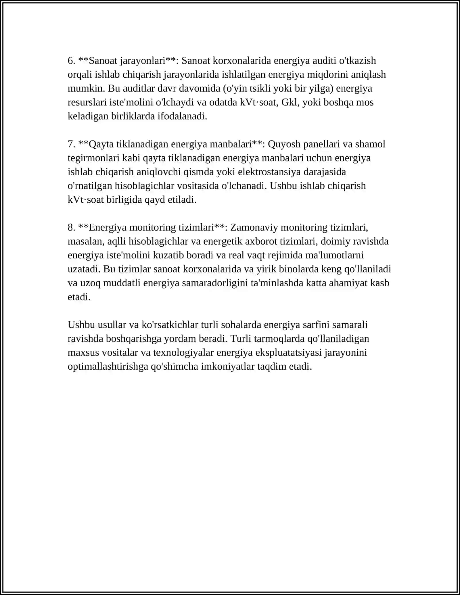 USKUNA VA JIXOZLARNING ISHLASH JARAYONIDA SARF BO’LADIGAN ENЕRGЕTIK SARFLAR 4