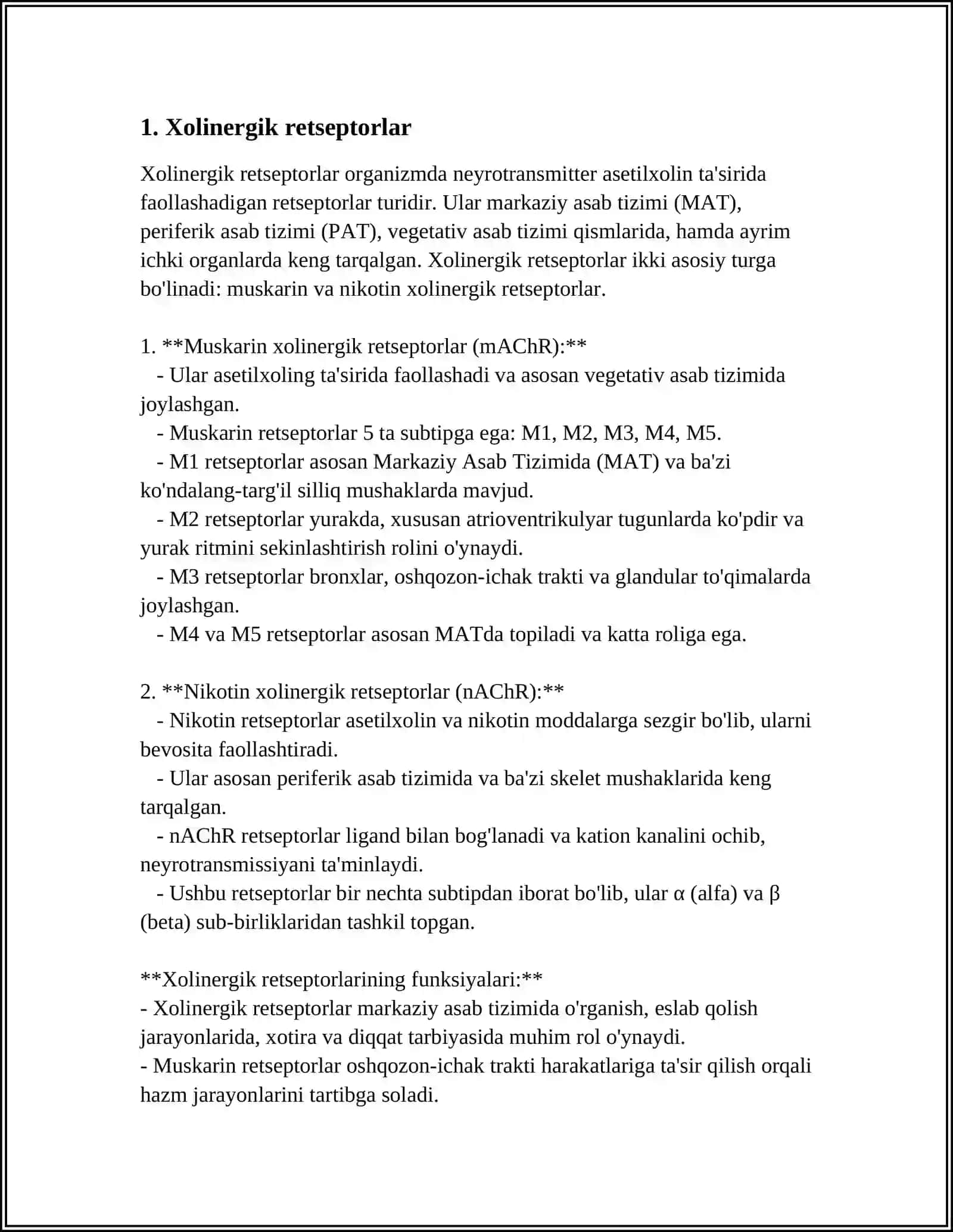XOLINERGIK SINAPSLARGA TAʼSIR QILADIGAN MODDALAR 4