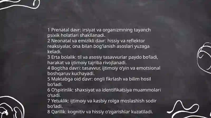 Ontogenezda inson psixikasining rivojlanishi (E.G'oziyev nazariyasi bo'yicha) 4