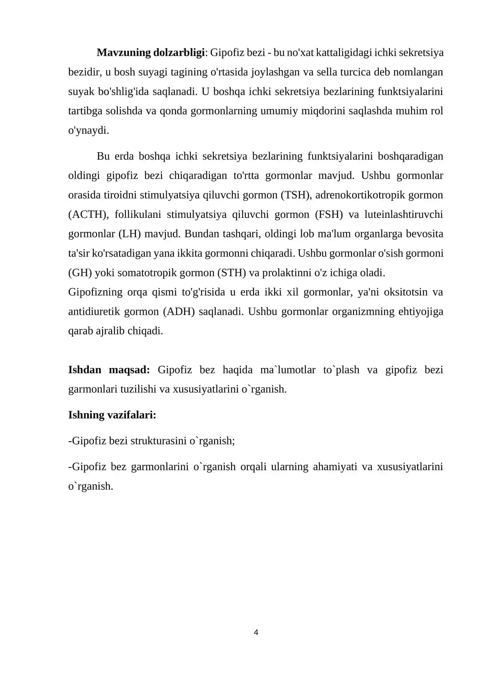 Gipofizning o`rta bo`lagi garmonlari 4
