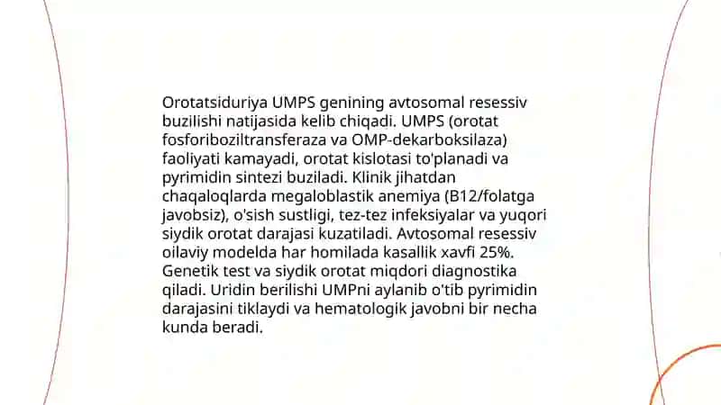 Orotatsiduriya, uning sabablari va uridin bilan davolash mexanizmi 4