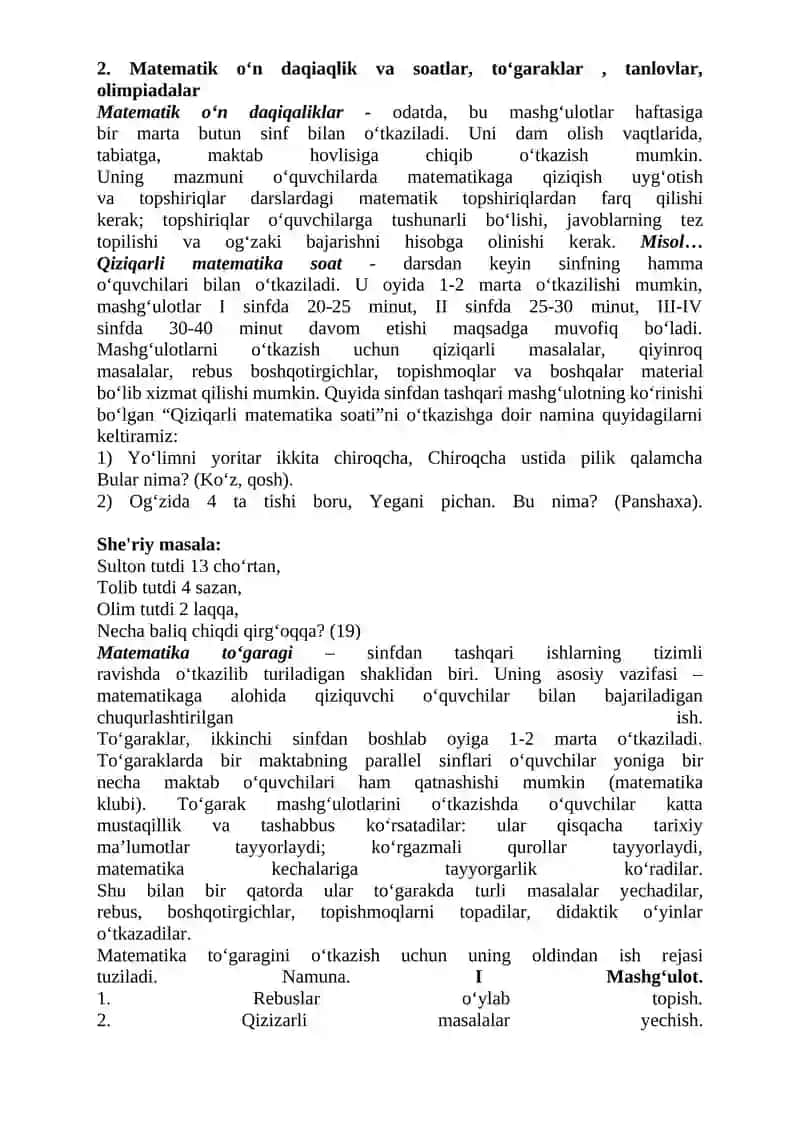 Sinfdan tashqari ishlarni tashkil qilish (matematika va tabiiy fanlar misolida) 4