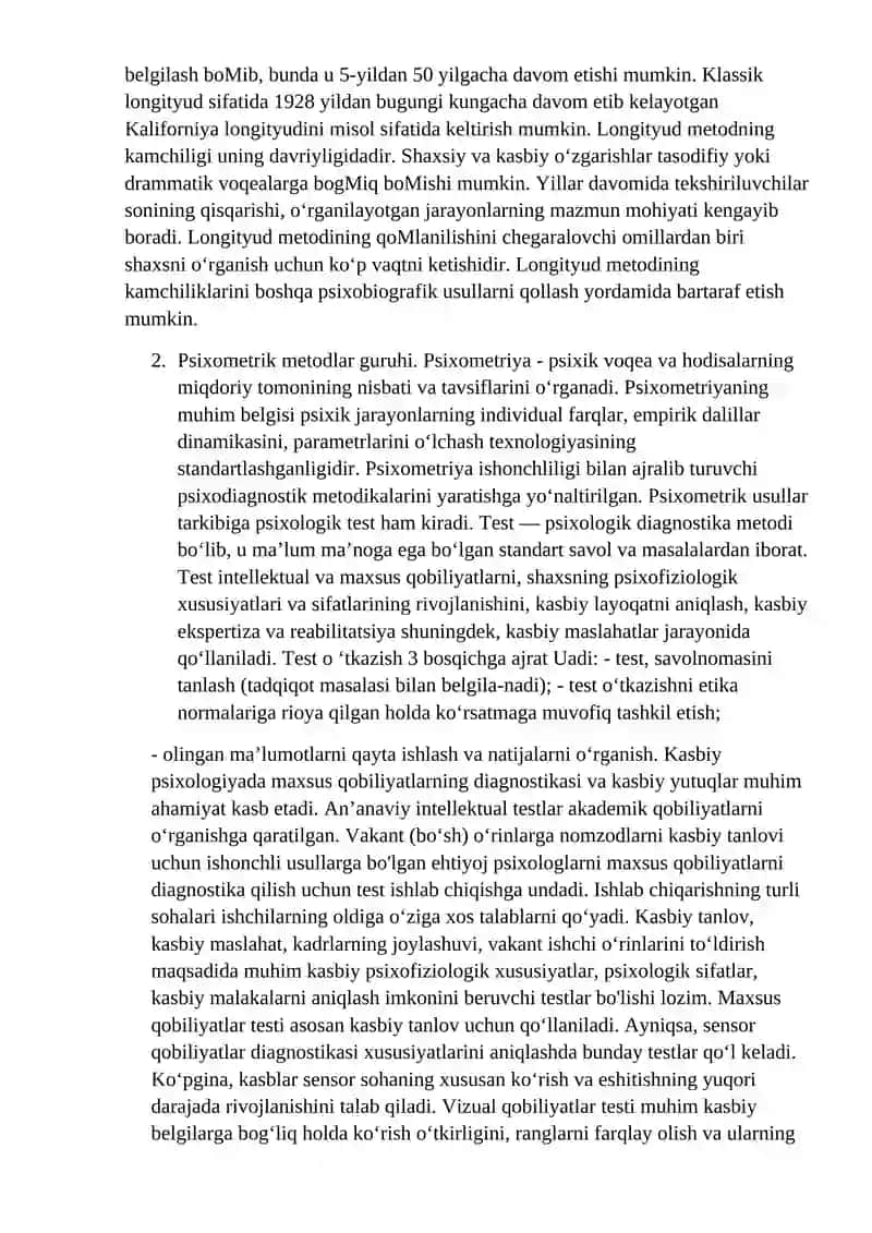 Kasb psixologiyasining tadqiqot metodlari klassifikatsiyasi 4