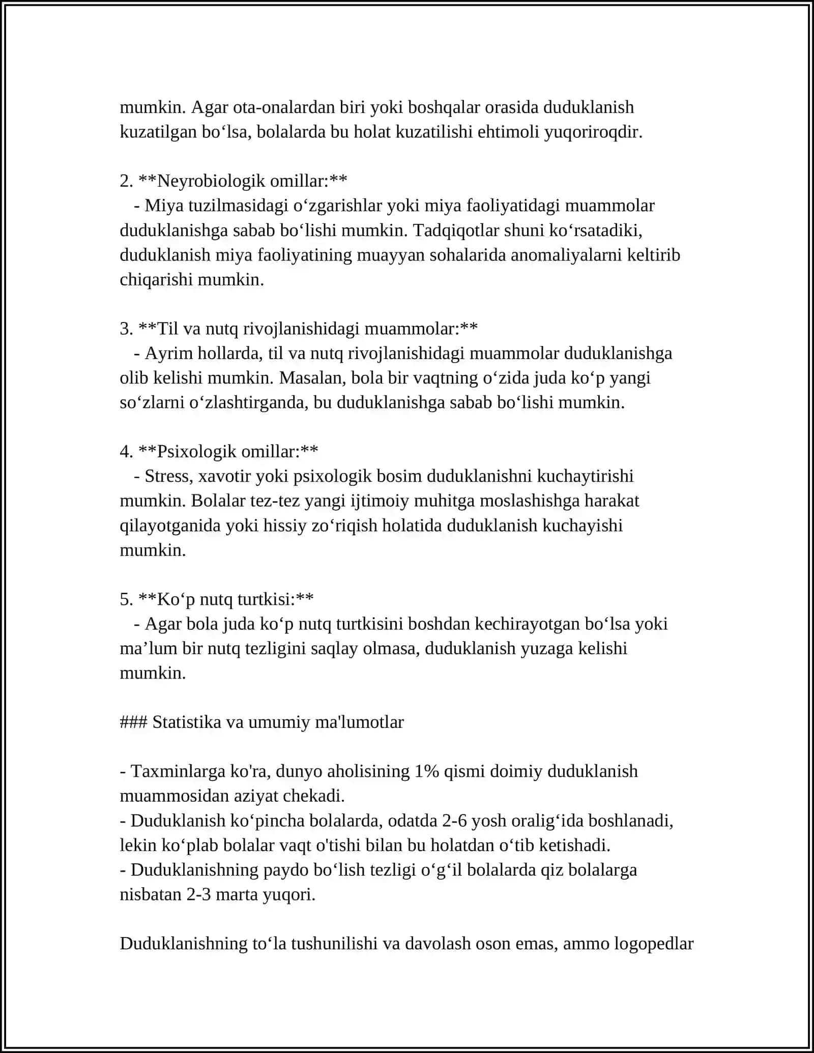 MAKTABGACHA YOSHDAGI DUDUQLANUVCHI BOLA NUTQINI TOʻGʻIRLASH VA SHAXSINI TARBIYALASH BOʻYICHA LOGOPEDIK ISHNI ASOSIY YOʻNALISHLARI 4