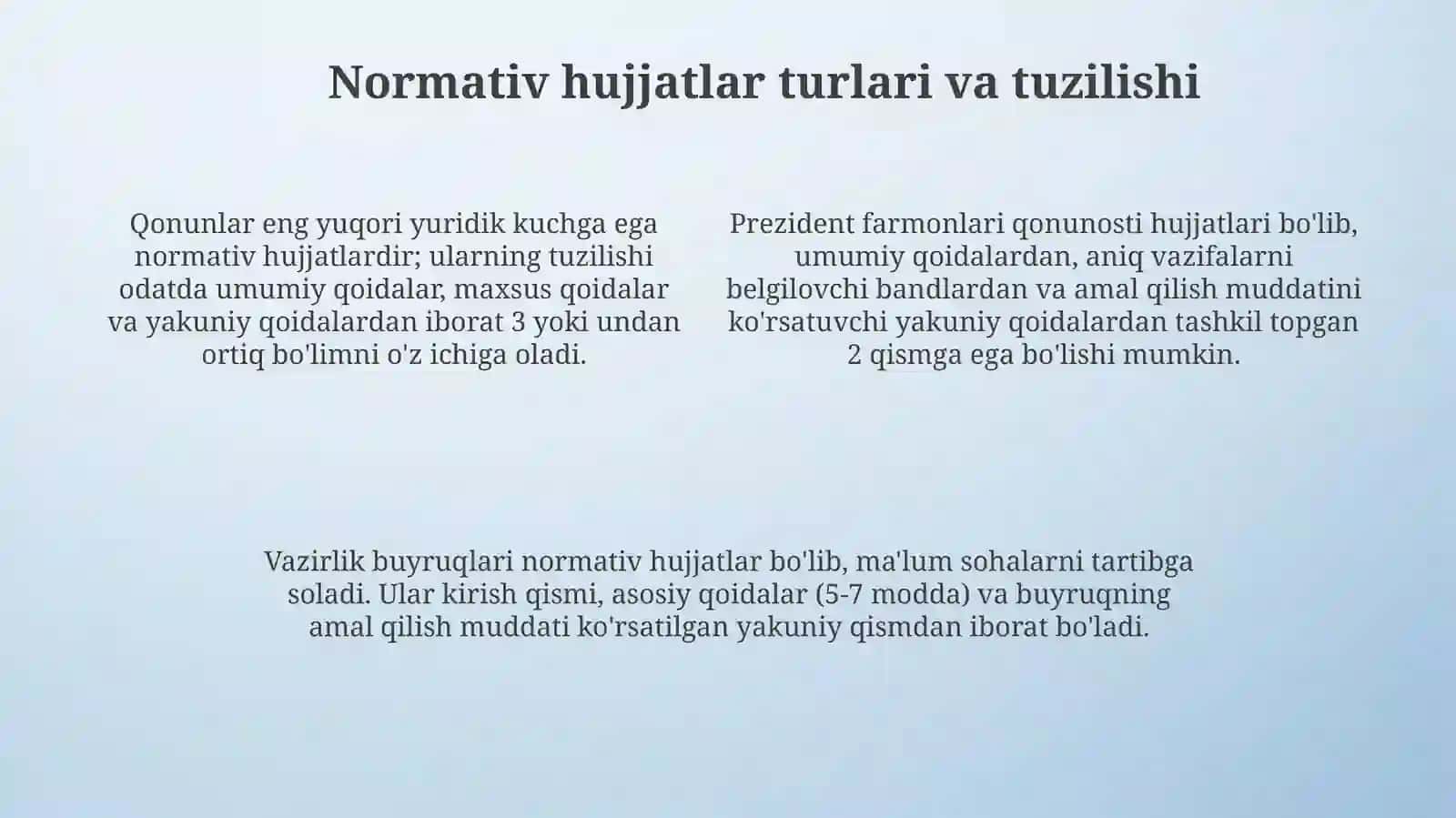 Ta'limtizimidanormativhujjatlarbilanishlashmadaniyativahuquqiysavodxonlik 4