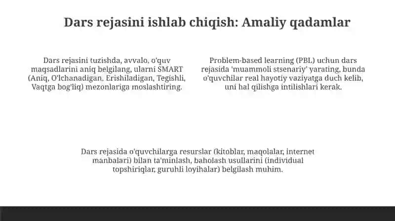 Muammoga asoslangan o'qitish usullari 4