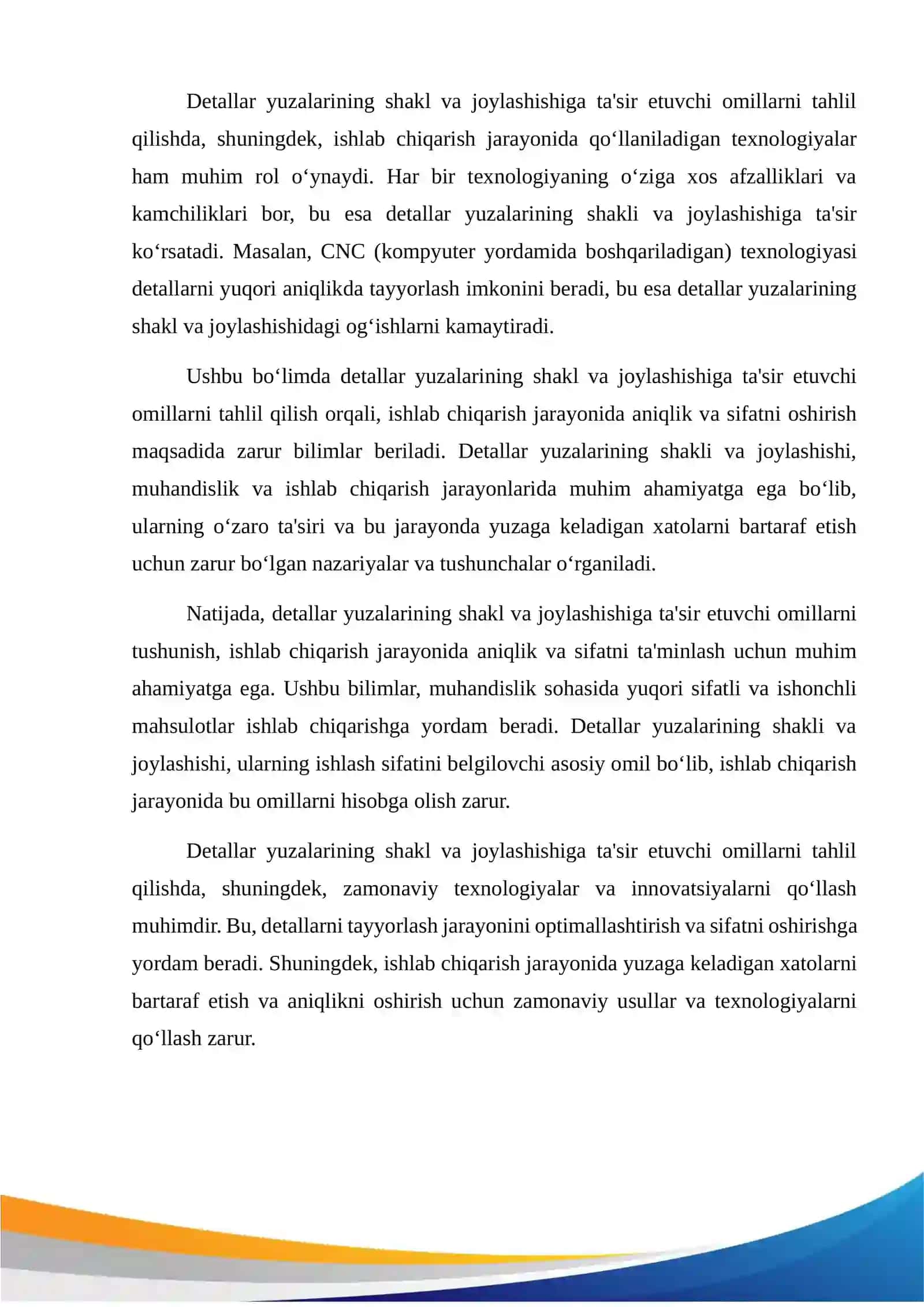 Detallar yuzalarini shakldan, joylashishdan ogʻishlari 4