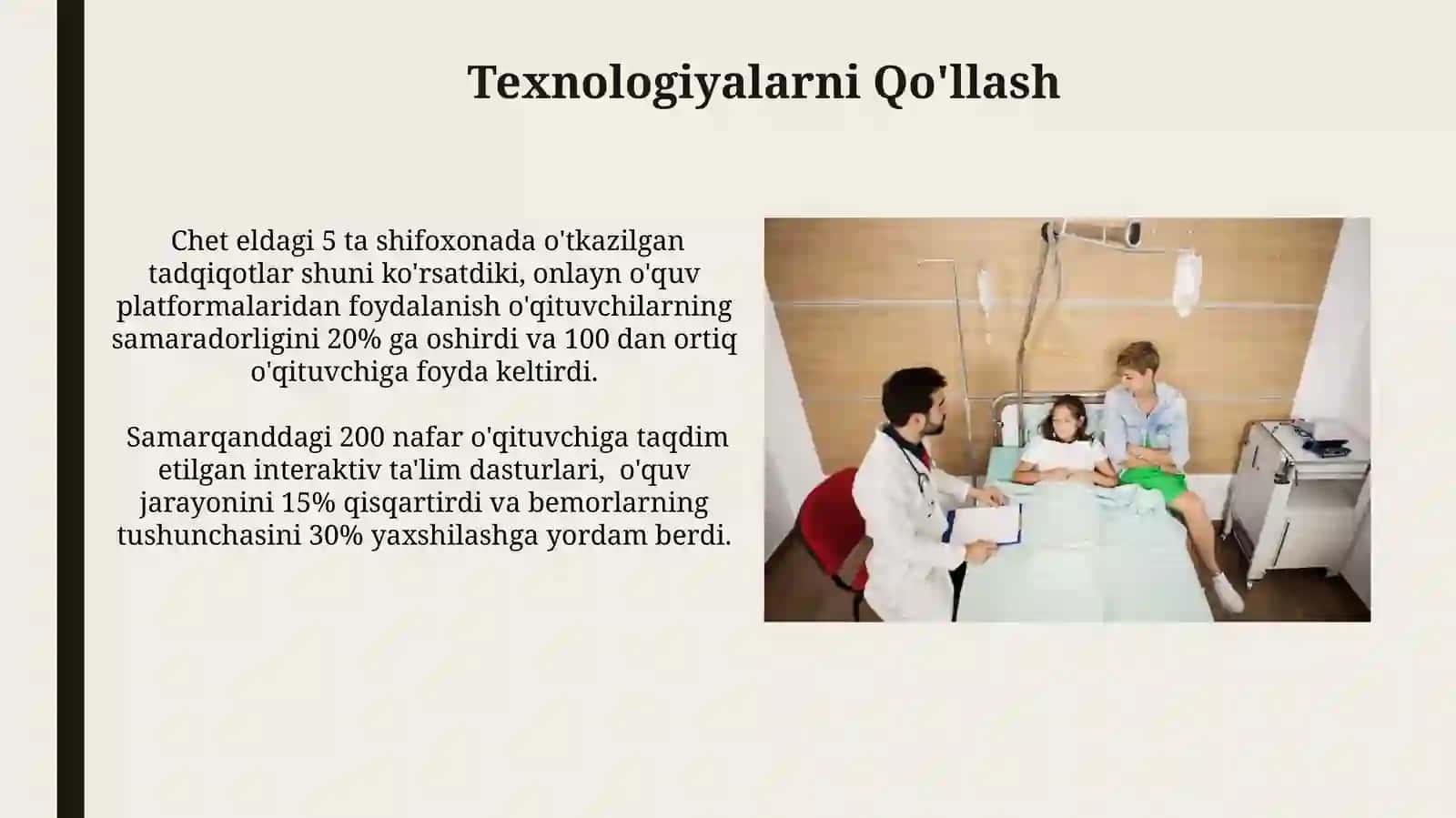 Chet ellardagi shifoxonada uzoq davolanuvchi maktab oʻqituvchilari taʼlimi 4