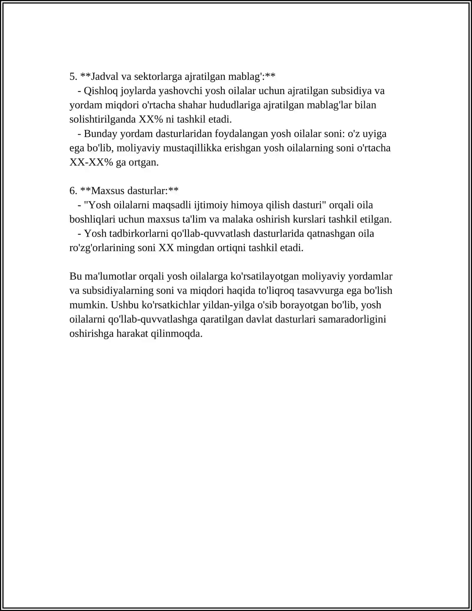 O'ZBEKISTONDA YOSH OILALARNI QO'LLAB QUVATLASH 4