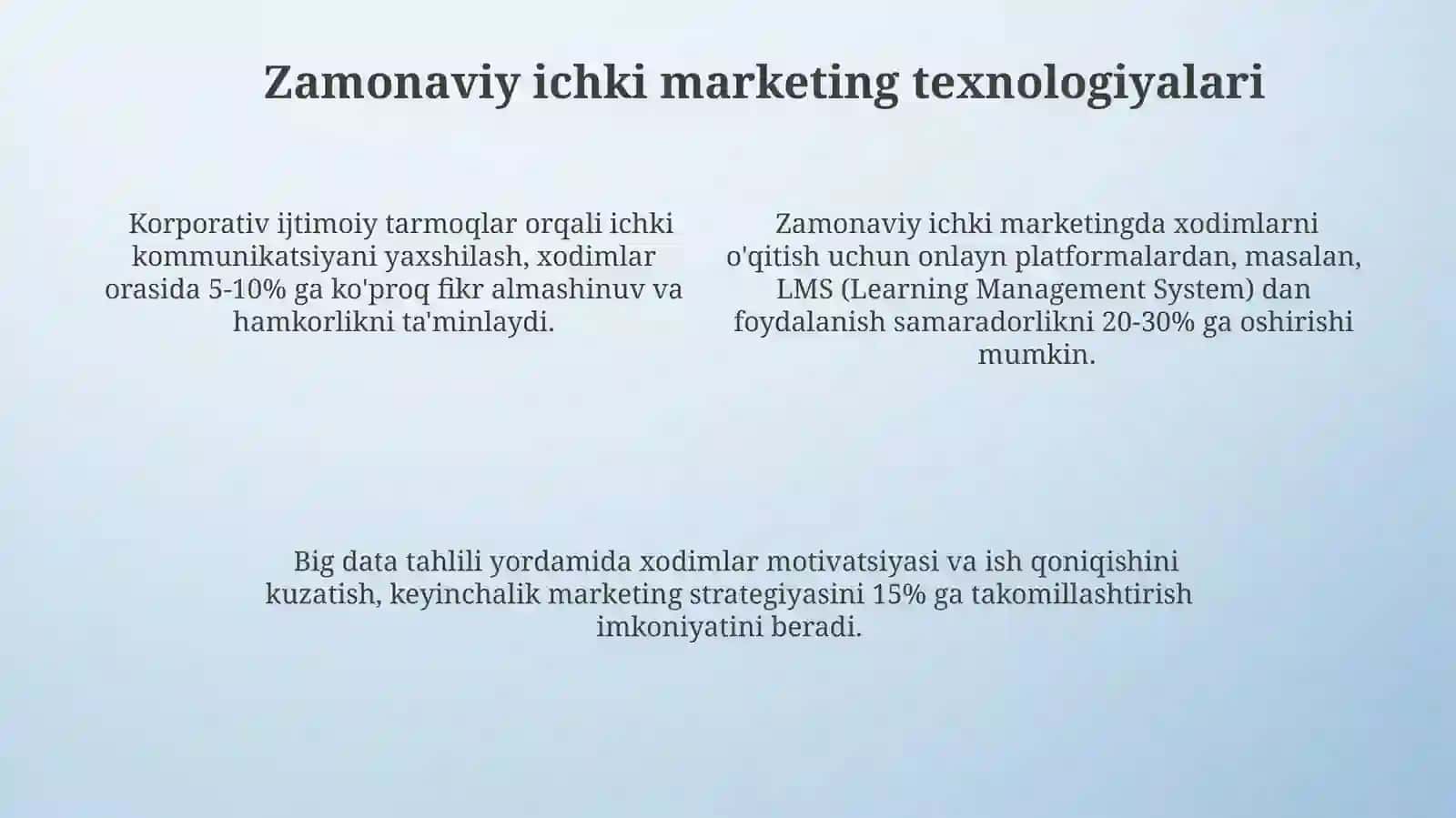 Ichki marketing va mijozlarga xizmat ko'rsatish o'rtasidagi bog'liqlik 4