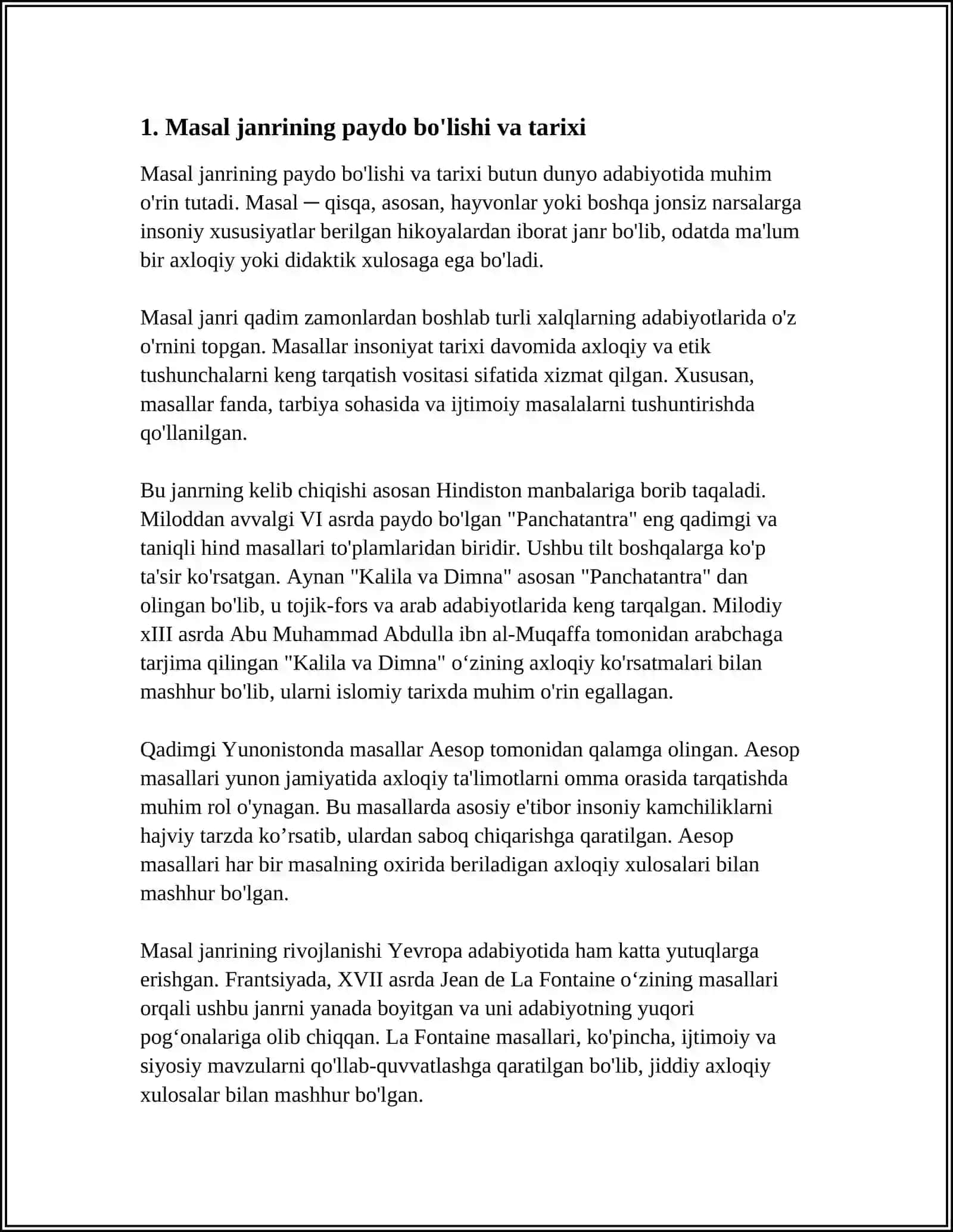 O'ZBEKISTONDA. ABDULLA AVLONIY IJODIDA MASAL JANRINING O'RNI 4
