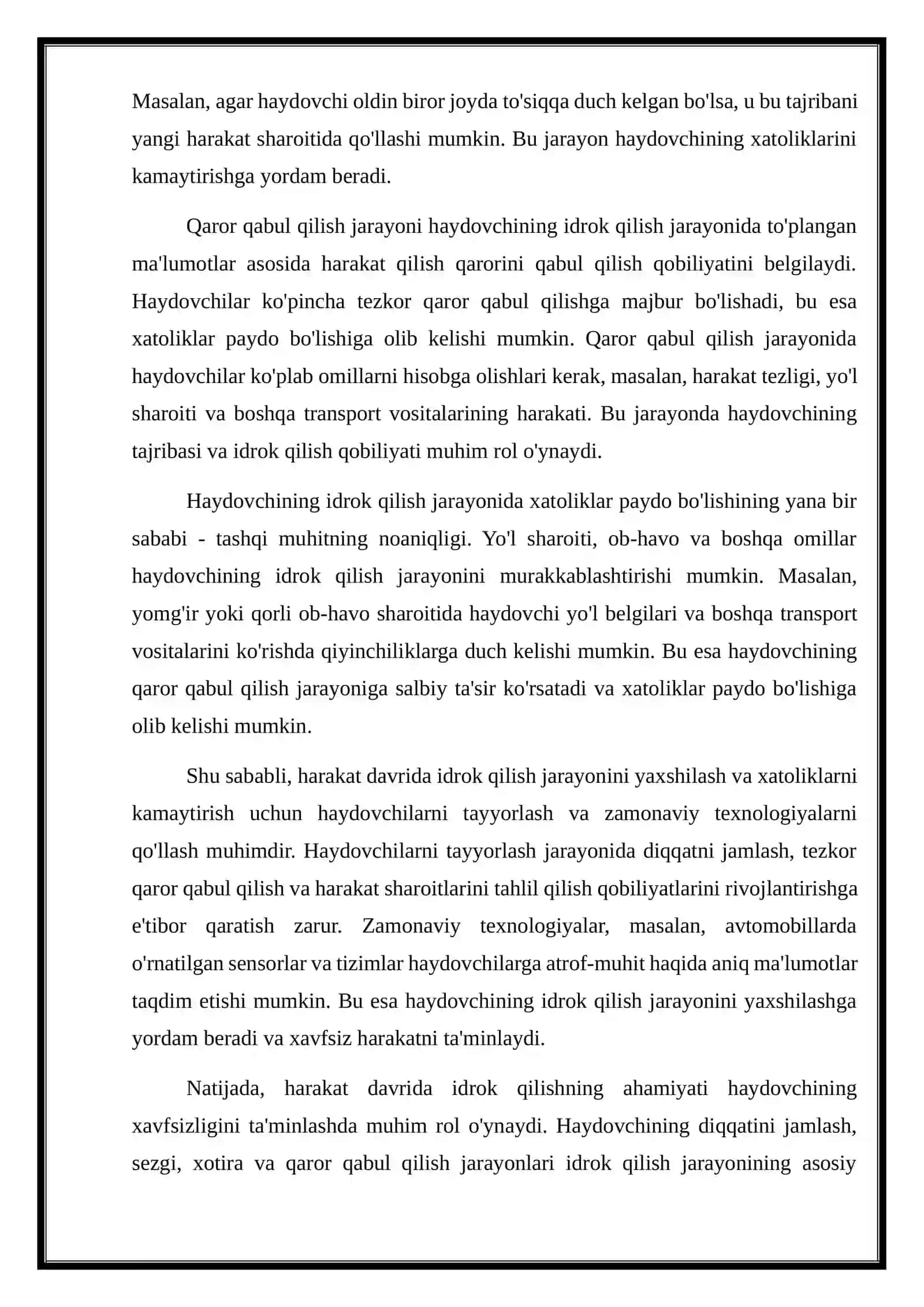 Harakat davrida idrok qilishda haydovchining xatoliklari 4