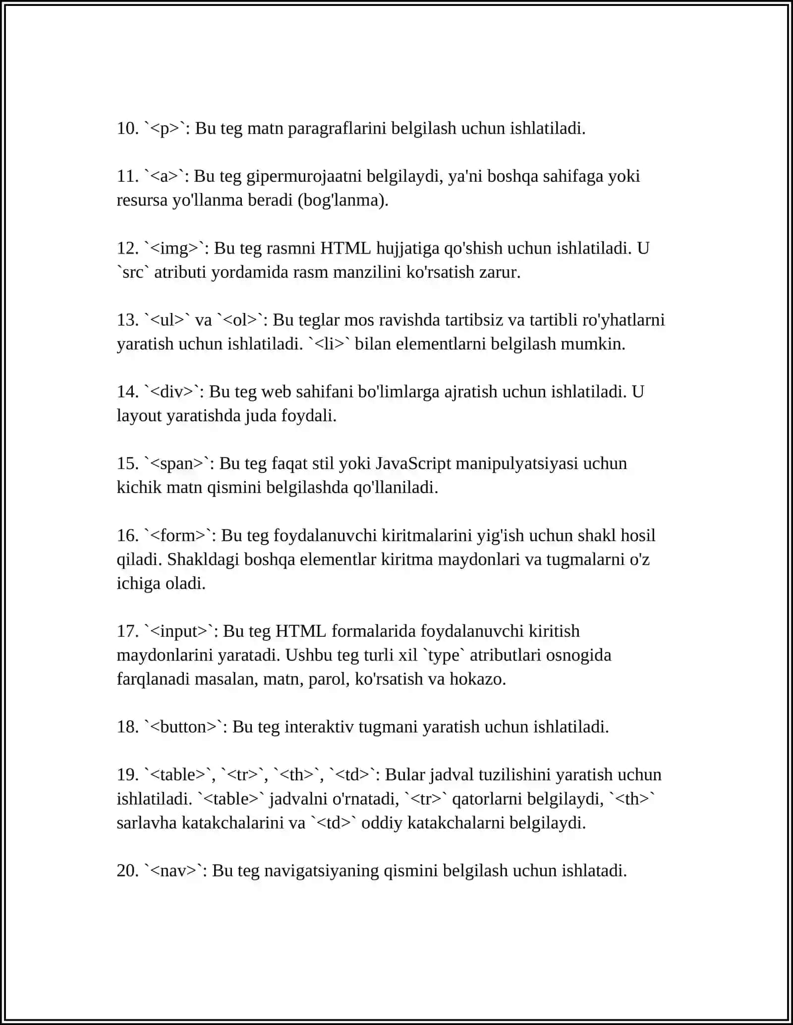 WEB SAHIFA YARATISH. HTML FAYLLAR YARATISH. TARMOQ TOPOLOGIYASI. LOKAL TARMOQ ORQALI AXBOROTLAR ALMASHISH 4