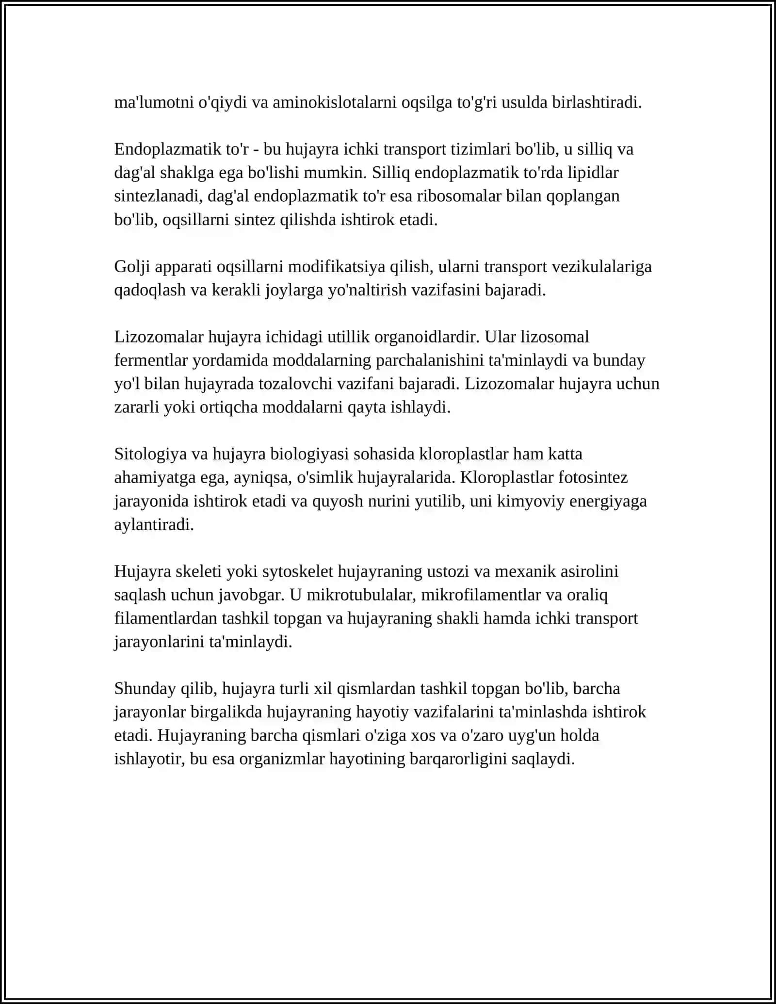 HUJAYRA TUZILISHI.HUJAYRA NAZARIYASI.HAYVON VA ODAM XROMOSOMALARINING MORFOFUNKSIONAL XARAKTERISTIKASI 4