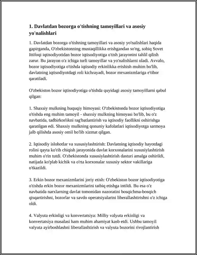 O'ZBEKISTONDA BOZOR IQTISODIYOTIGA O‘TISH TAMOYILLARI VA XUSUSIYATLARI 4