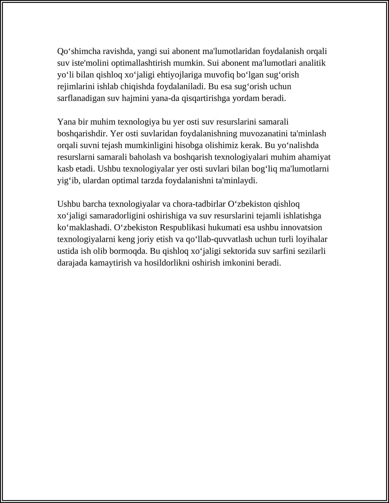 OROL MUAMMOSI VA EKOLOGIK BARQARORLIKNI TA'MINLASH BORASIDA AMALGA OSHIRILAYOTGAN CHORA-TADBIRLAR 4
