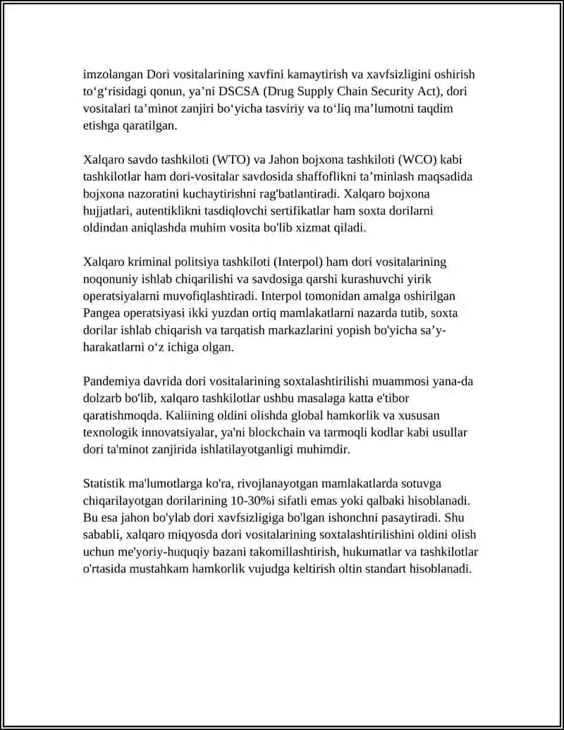 JAXON MIQQIYOQSIDA DORI VOSITALARINING QALBAKILASHTIRISHNING OLDINI OLISH 4