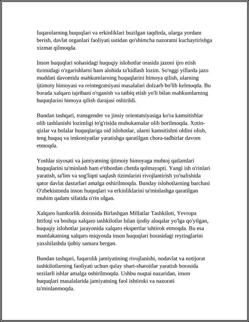 Yangi O'zbekistonda inson huquqlari bo'yicha konstitutsiyaviy kafolatlar va islohotlar 4